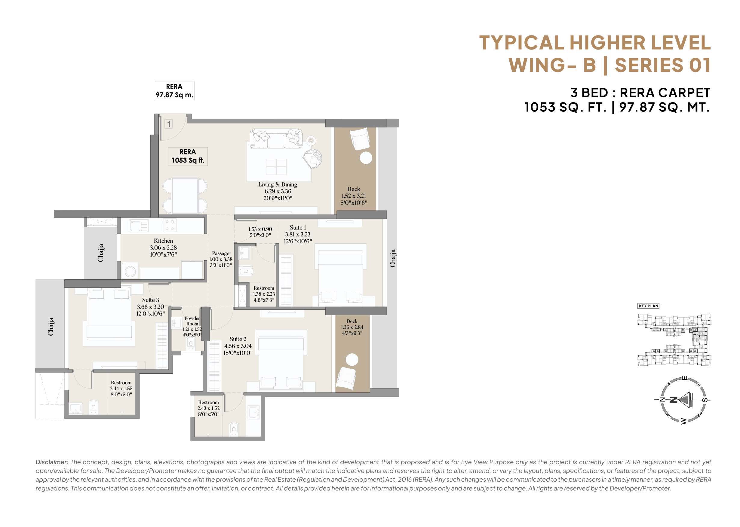 3 BHK Floor Plan (Alt 4)